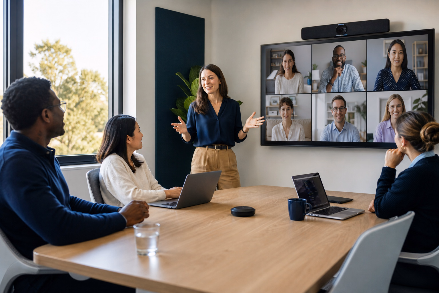 Hybrid training bringing together in-person and remote participants