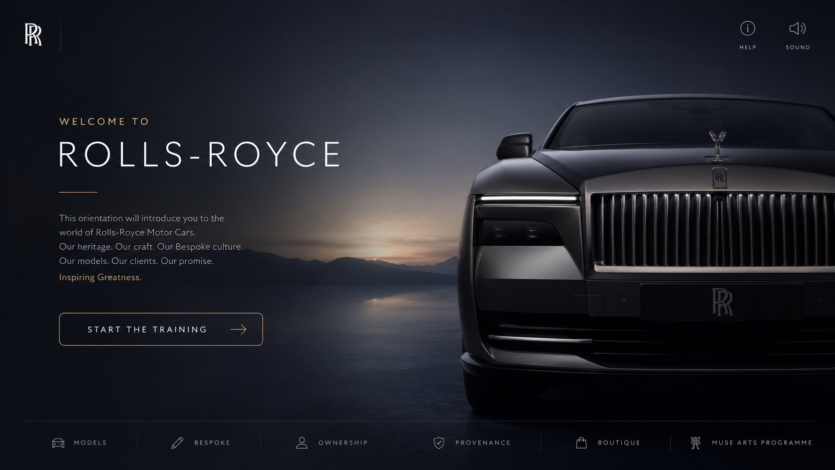 Rolls-Royce brand heritage onboarding training screen