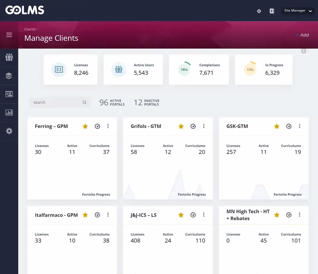 Extended enterprise training screen