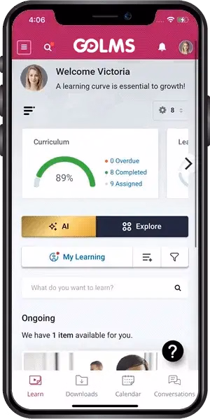 GOLMS mobile app — offline content