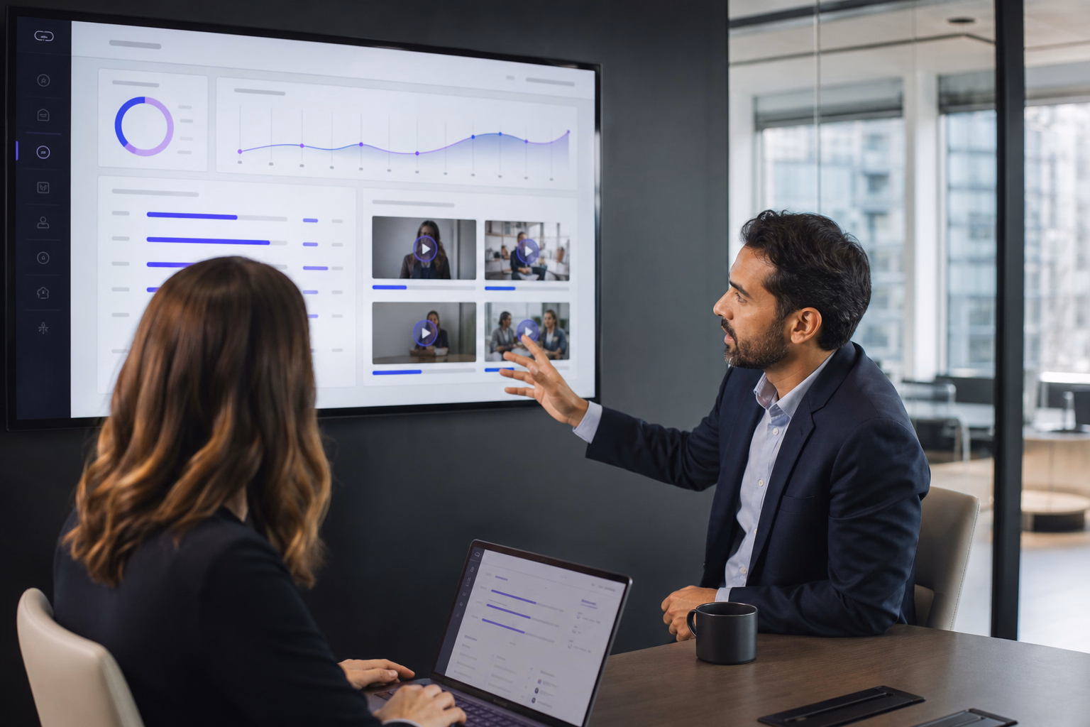 Consulting team in a performance and insight review