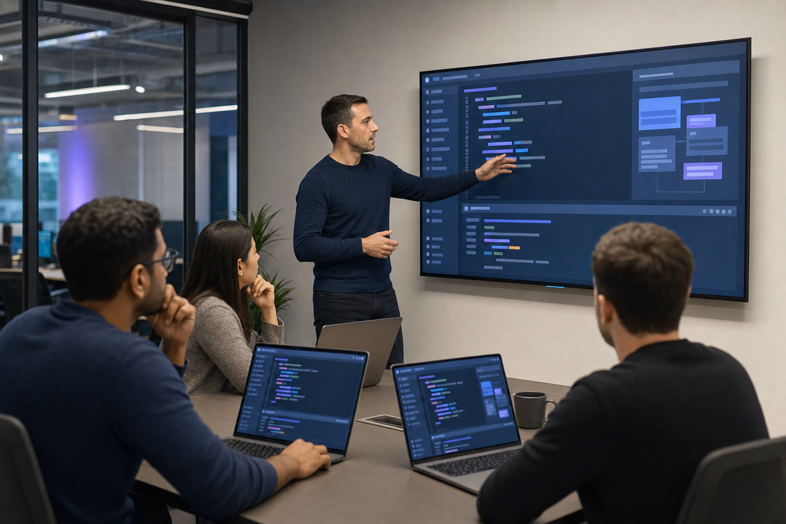 Coding workshop led by a technical instructor