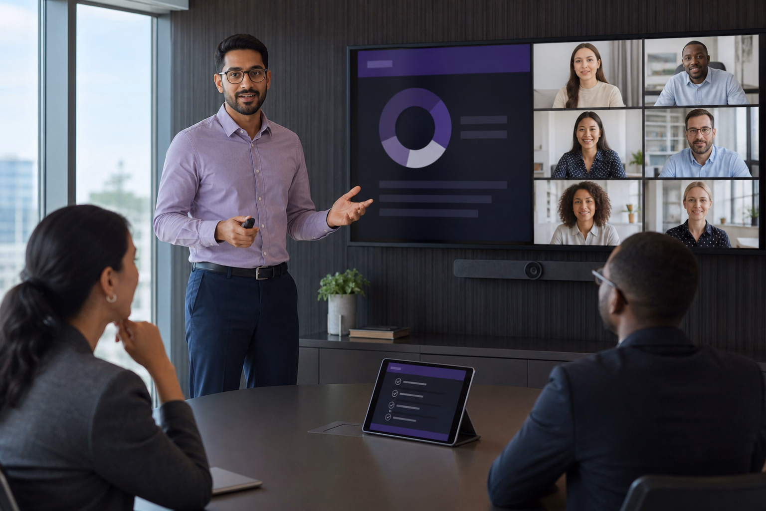 Professional team applying business skills in a real meeting