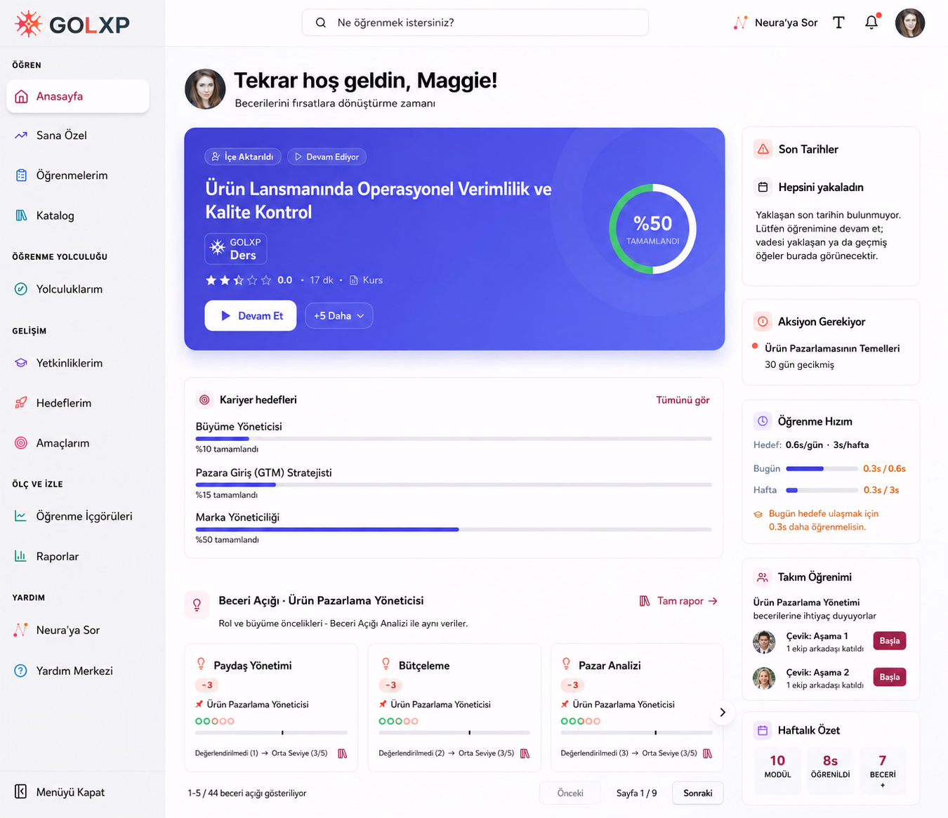 GOLXP learning experience platform interface